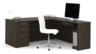 L Shaped Single Pedestal Desks Bestar 72in W L-Shaped Desk with Pedestal