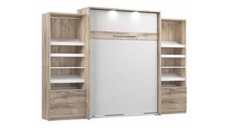 Murphy Beds - Queen Bestar Office Furniture 125in W Queen Murphy Bed and 2 Shelving Units with Drawers