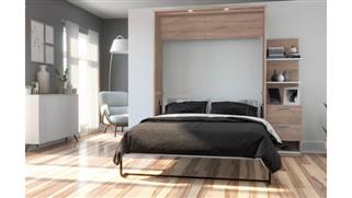 Murphy Beds - Queen Bestar Office Furniture 85in W Queen Murphy Bed with Nightstand and Floating Shelves