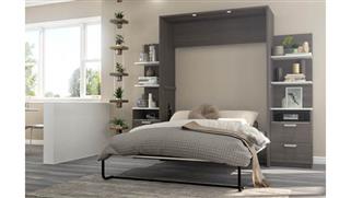 Murphy Beds - Full Bestar Office Furniture 99in W Full Murphy Bed with Nightstands and Floating Shelves