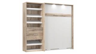 Murphy Beds - Full Bestar Office Furniture 89in W Full Murphy Bed and Shelving Unit with Drawers