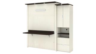 Murphy Beds - Queen Bestar Office Furniture 90in W Queen Murphy Bed with Desk and Storage Cabinet