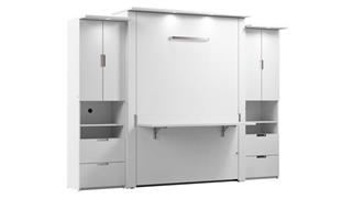 Murphy Beds - Queen Bestar Office Furniture 114in W Queen Murphy Bed with Desk and 2 Storage Cabinets