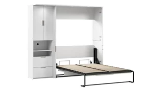 Murphy Beds - Full Bestar Office Furniture 84in W Full Murphy Bed with Desk and Storage Cabinet