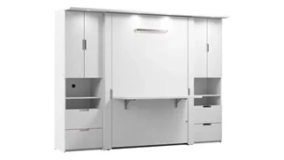 Murphy Beds - Full Bestar Office Furniture 107in W Full Murphy Bed with Desk and 2 Storage Cabinets