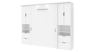 Murphy Beds - Full Bestar Office Furniture 106in W Full Murphy Bed and 2 Shelving Units with Drawers