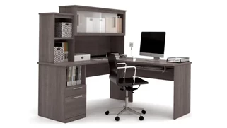 L Shaped Desks with Hutch Bestar L-Shaped Desk with Hutch
