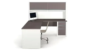L Shaped Desks with Hutch Bestar 72in W x 83in D L-shaped Workstation with Hutch