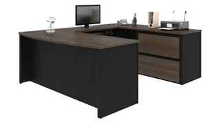 U Shaped Single Pedestal Desks Bestar Office Furniture Bow Front U Shaped Desk 93865