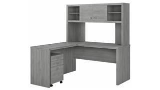 L Shaped Desks Bush Furniture L-Shaped Desk with Hutch and Mobile File Cabinet