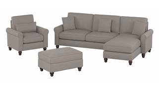 Sectional Sofas Bush Furniture 102in W Sectional Couch with Reversible Chaise Lounge, Accent Chair, and Ottoman
