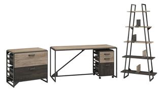 Computer Desks Bush Furniture 62in W in Dustrial Desk with A-Frame Bookshelf and File Cabinets