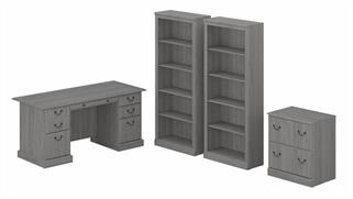 Executive Desks Bush Furniture Executive Desk with Lateral File Cabinet and Bookcase Set