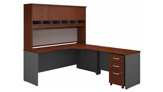 Corner Desks Bush Furniture 72in W Right Handed Corner Desk with Hutch and Assembled 3 Drawer Mobile File Cabinet