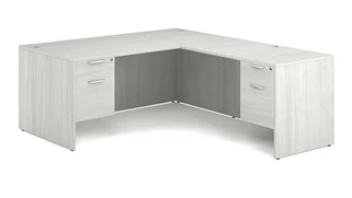 L Shaped Desks Office Source 71in x 77in Double Hanging Pedestal L-Desk