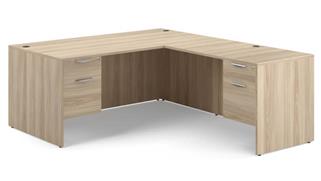 L Shaped Double Pedestal Desks Office Source 66in x 77in Double Hanging Pedestal L-Desk