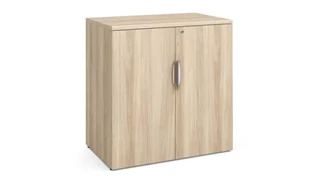 Low Storage Cabinets Office Source Furniture 35.5in wide x 37.25in high Wood Door Storage Cabinet