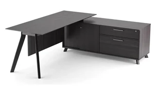 L Shaped Single Pedestal Desks Office Source 82in x 63in L Shaped Desk with Sliding Door Storage