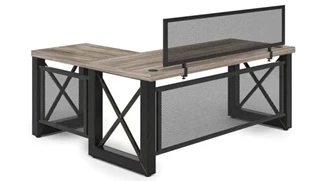 L Shaped Desk Shells Office Source Furniture 72in x 65in in Dustrial L Shaped Desk with Metal X Base and Privacy Panel