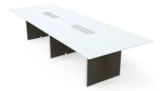 Conference Tables Corp Design 12ft Rectangular Conference Table with White Glass Top