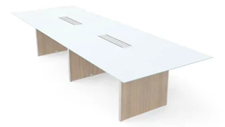Conference Tables Corp Design 12ft Rectangular Conference Table with White Glass Top