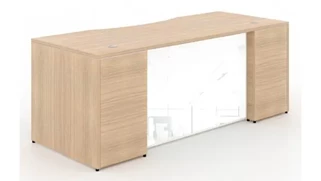 Stand-Alone Double Pedestal Desks Corp Design 66in x 30in Double Pedestal Desk with Glass Modesty Panel