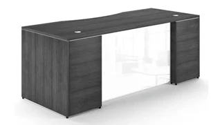 Stand-Alone Single Pedestal Desks Corp Design 66in x 30in Single Pedestal Desk with Glass Modesty Panel