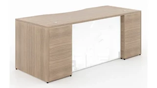 Stand-Alone Desk Shells Corp Design 66in x 30in Rectangular Desk Shell with White Glass Modesty Panel