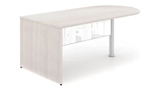 Stand-Alone Desk Shells Corp Design Bullet End Desk with White Glass Modesty Panel