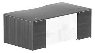 Stand-Alone Single Pedestal Desks Corp Design 72in x 42in Single Pedestal Bow Front Desk with Glass Modesty Panel