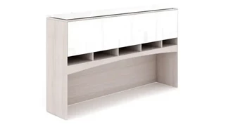 Desk Hutches Corp Design 66in Deluxe Hutch with White Glass Doors & Floated Glass Top