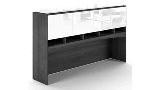 Desk Hutches Corp Design 72in Deluxe Hutch with White Glass Doors & Floated Glass Top