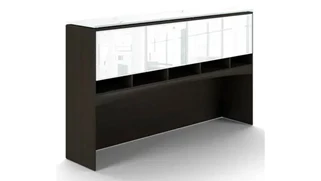 Desk Hutches Corp Design 66in Deluxe Hutch with White Glass Doors & Floated Glass Top