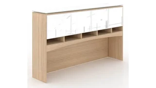 Desk Hutches Corp Design 66in Deluxe Hutch with White Glass Doors & Floated Glass Top