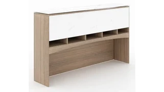 Desk Hutches Corp Design 66in Deluxe Hutch with White Glass Doors & Floated Glass Top