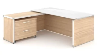 L Shaped Single Pedestal Desks Corp Design Executive L Shaped Desk with White Glass Top