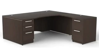 L Shaped Double Pedestal Desks Corp Design 72in x 84in Bow Front L Shaped Desk