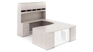 U Shaped Desks with Hutch Corp Design 72in x 108in Bow Front U Shaped Desk with Glass Modesty Panel