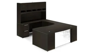 U Shaped Desks with Hutch Corp Design 72in x 108in Bow Front U Shaped Desk with Glass Modesty Panel