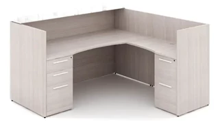 Reception Desks - L Shaped Corp Design L Shaped Double Pedestal Reception Desk with Glass Transactional Floated Top