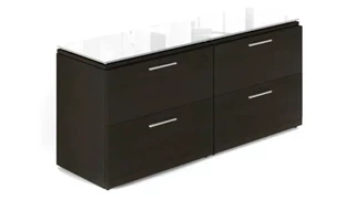 Lateral File Cabinets Corp Design 4 Drawer Lateral File Storage with Floated Glass Top