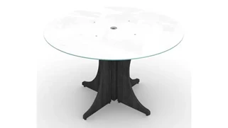 Conference Tables Corp Design 48in Round Conference Table with White Glass Top