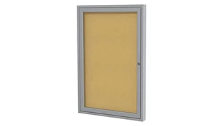 Bulletin Boards Ghent 24in x 18in One Door Satin Aluminum Frame Enclosed Tackboard
