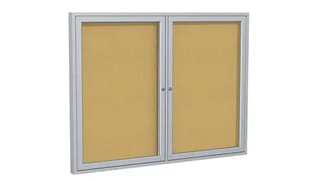 Bulletin Boards Ghent 4ft x 5ft Two Door Satin Aluminum Frame Enclosed Tackboard