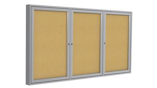 Bulletin & Display Boards Ghent 3ft x 6ft Three Door Satin Aluminum Frame Enclosed Tackboard