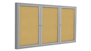 Bulletin Boards Ghent 3ft x 6ft Three Door Satin Aluminum Frame Enclosed Tackboard