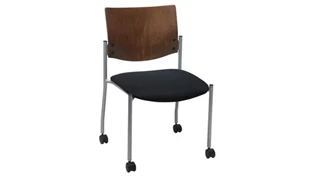 Lobby & Guest Chairs - Metal KFI Seating Side / Guest Chair, Armless with Wood Back and Casters
