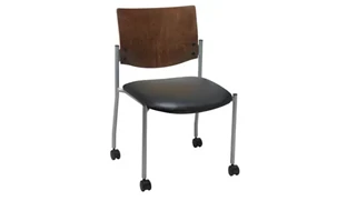 Lobby & Guest Chairs - Metal KFI Seating Side / Guest Chair, Armless with Wood Back and Casters