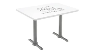 Whiteboard Tables KFI Seating 48in W x 30in D Pedestal Table with Whiteboard Top & 41in H T-Leg Base