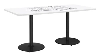 Whiteboard Tables KFI Seating 7ft W x 42in D Rectangle Pedestal Table with Whiteboard Top & 29in H Round Base